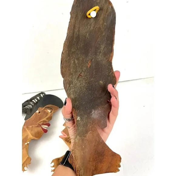 VTG Lot of 4 African Hand Carved Wood Head Profile Faces Wall Art Plaque Unique - Picture 10 of 15